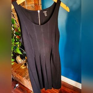 J. CREW Black Pleated Ponte Stretch Knit Sleeveless Scoop Mini Dress Size 6